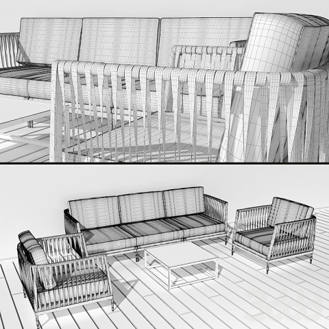 Лаунж зона из ротанга.