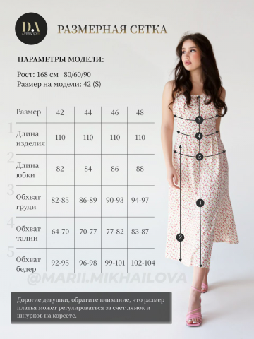 Размерная сетка для платьев