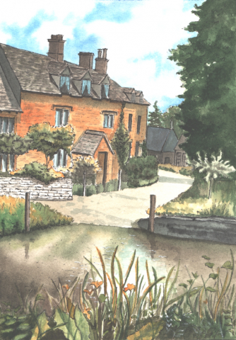 Акварельная илююстрация английского домика