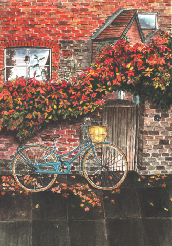 Акварельная иллюстрация английской улицы