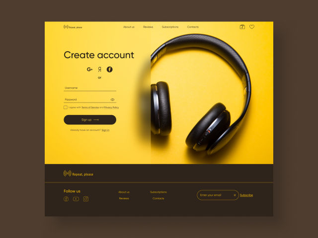 Sign in page