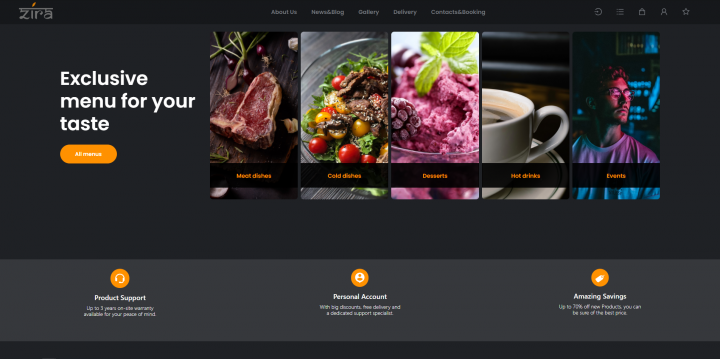 Интернет-магазин для ресторана "Zira"