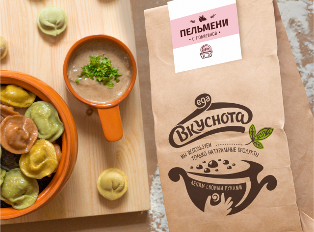 Дизайн упаковки пельменей ТМ "Вкуснота еда"