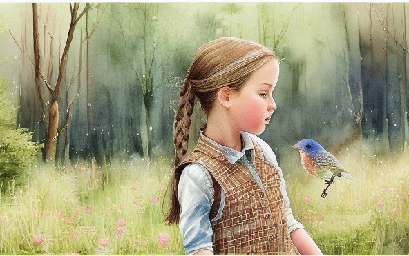 Девочка и птица 3