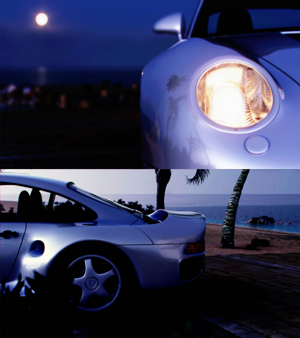 Porsche. Рассвет на пляже