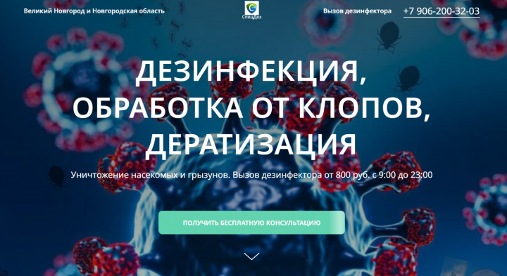 Лендинг под услуги дезинфекции