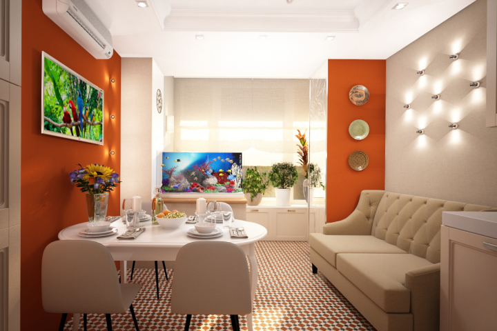 Дизайн интерьера, квартира в Москве. Кухня