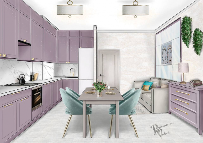 Кухня-гостиная Петергоф