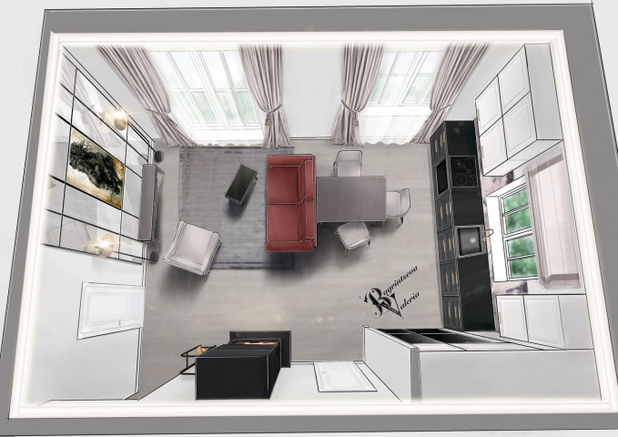 Кухня-гостиная в частном доме