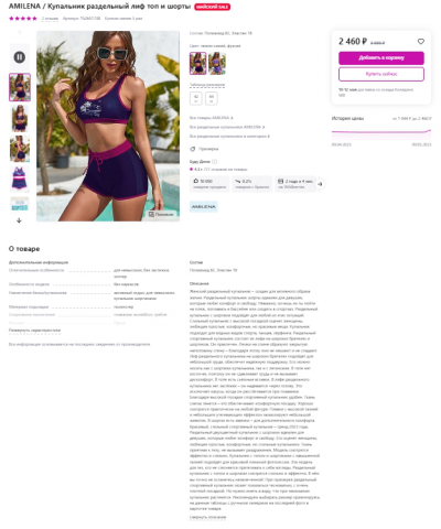 Описание купальника