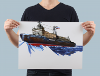 Иллюстрация к упаковке макета ледокола