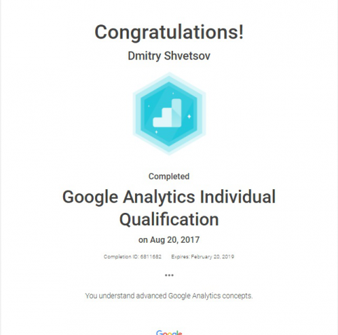 Сертификат Google Analytics