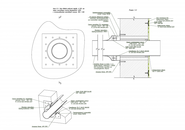 Проектирование узлов прохода инженерных коммуникаций + 3д модель