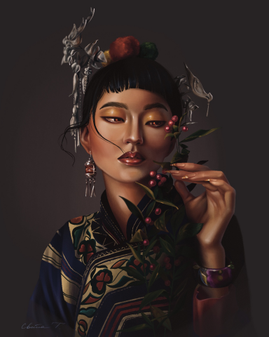 С веткой Падуба