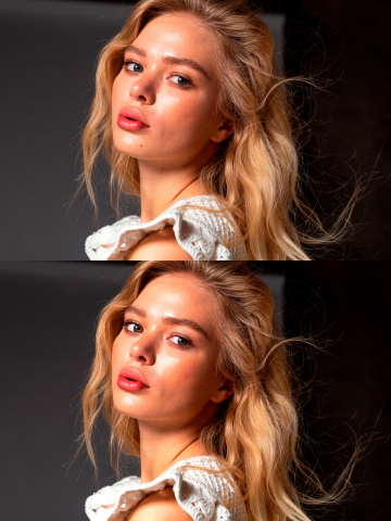 Ретуширование и корректировка лица девушки