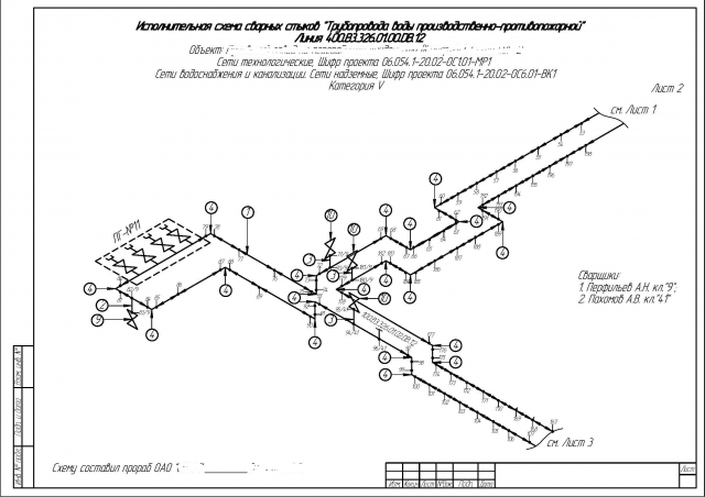 Исполнительная схема трубопровода