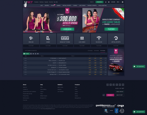 Портал спортивных ставок Vbet.com (Yii2 / AngularJS)