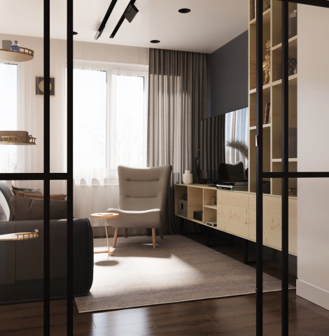 Визуализация 1 комнатной квартиры (2 ракурс)