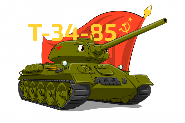 Мультяшный танк Т-34-85 (вектор)