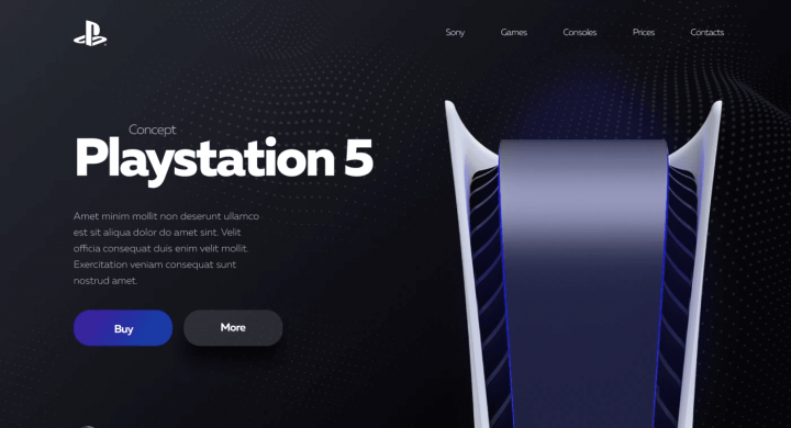 Сайт в стиле PS5