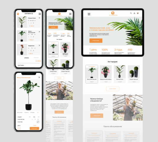 Адаптивная версия сайта питомника растений