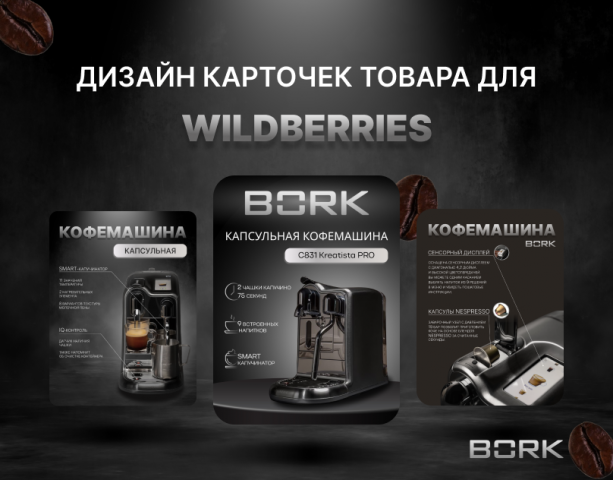 дизайн инфографики wildberries кофемашина