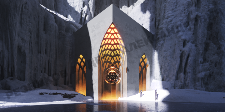 Gothic temple in ice