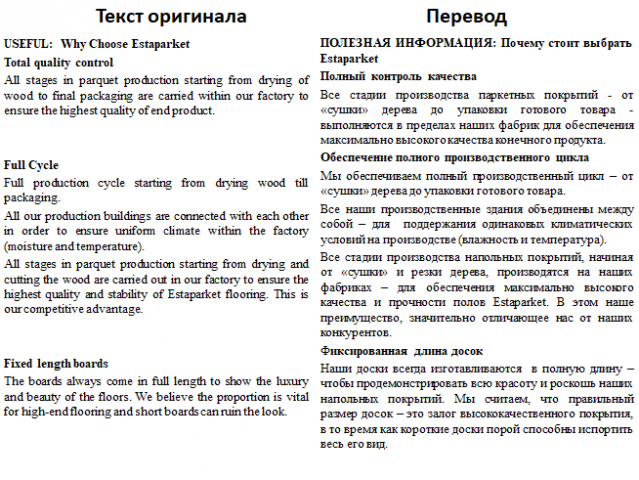 Перевод текста на маркетинговую/строительную тематику