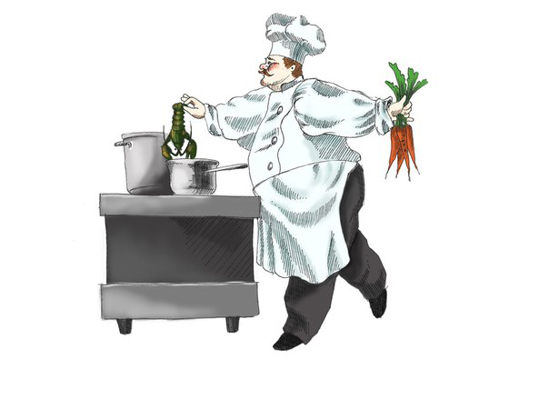 Рисунок в программе Photoshop "Повар"