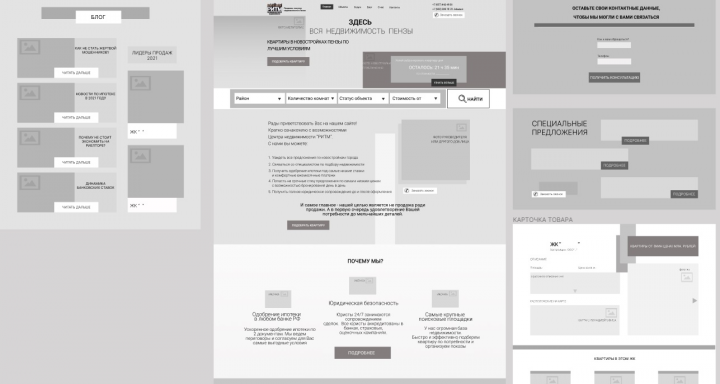 Прототип лендинга компании: продажа недвижимости "РИТМ"