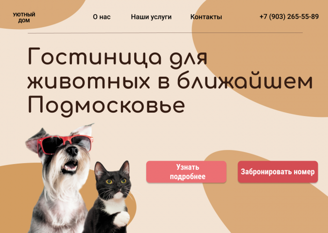 Концепт лендинга гостиницы для животных