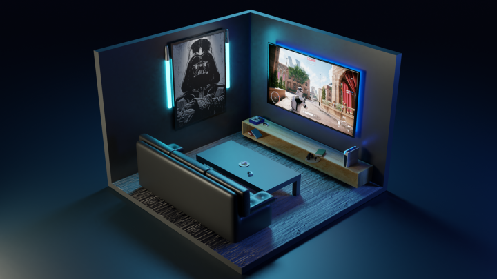 3д модель "Комнаты с ps5"