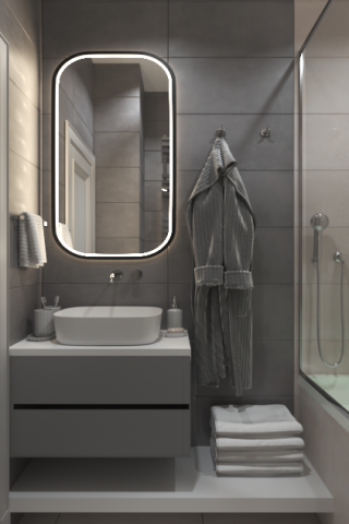 Маленький санузел  в современном стиле.