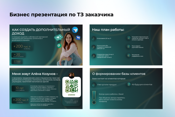 Бизнес презентация по ТЗ заказчика