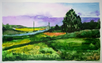 Пейзаж, акварель. А4