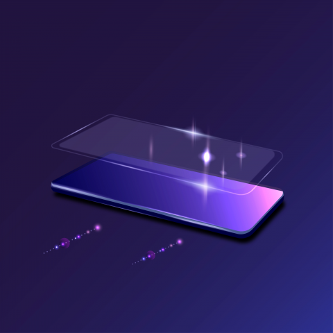 плакат телефона в футуристических, технологических цветах