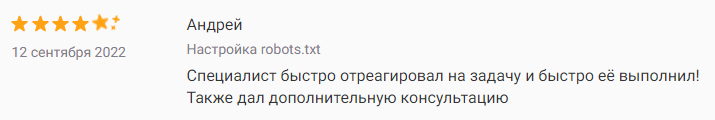Настройка robots.txt - отзыв - сентябрь 2022