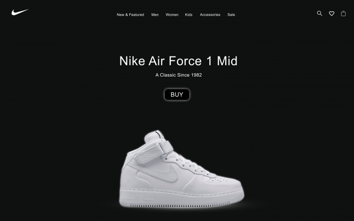 Лендинг для магазина Nike