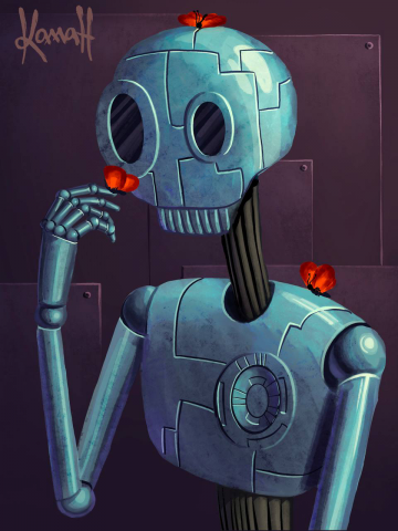 Робот и бабочки