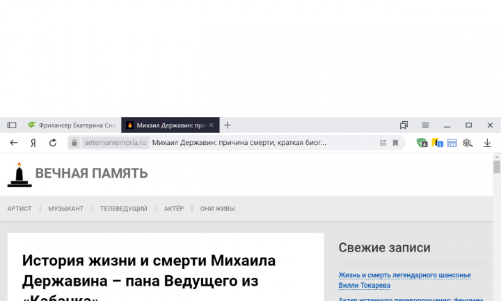 Статья об артисте