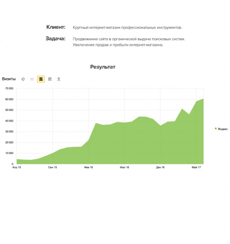 +55 000 посетителей для интернет-магазина проф. инструментов