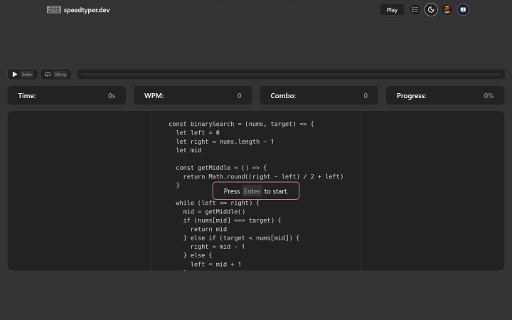 speedtyper.dev - Тренажер для печати