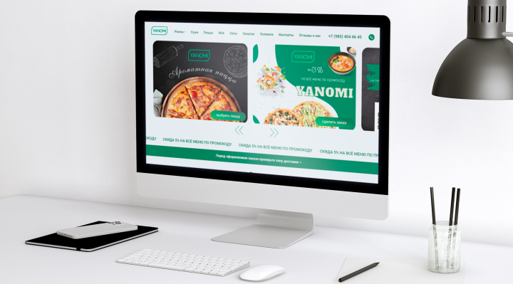 Сайт для ресторана доставки еды Yanomi (на Тильда)