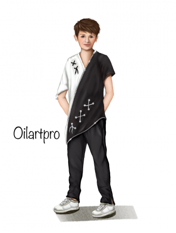 Модель современного , стильного костюма для мальчика .