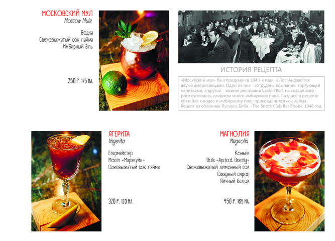 Коктейль-меню Brooklyn Loft Bar