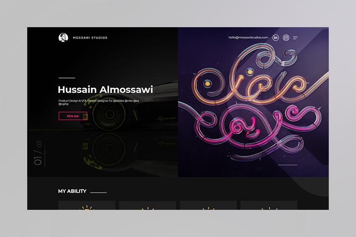 Персональный сайт для дизайнера Hussain Almossawi
