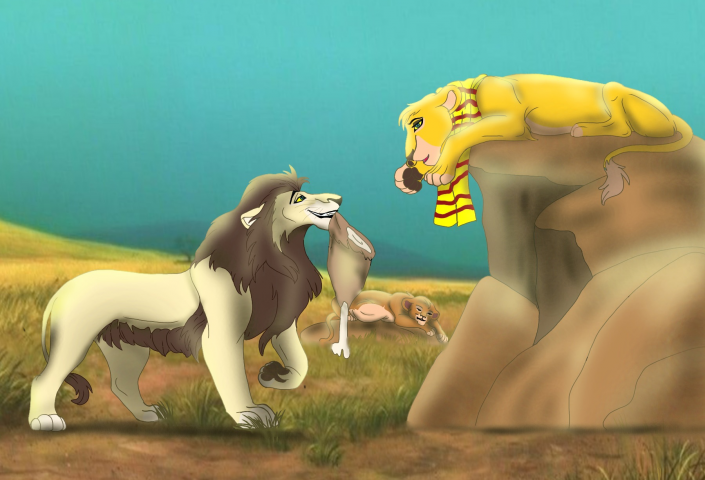 Комикс Блуждающий в саванне лев.Знакомство,начало семейной жизни