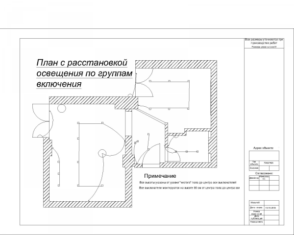 план с расстановкой освещения по группам включения