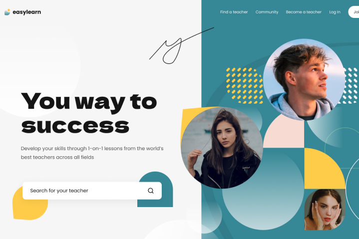 Дизайн хедера для сайта курсов easylearn