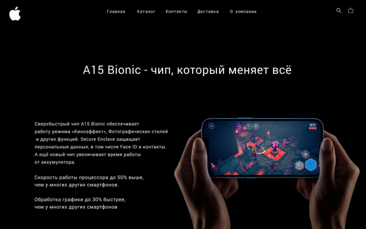 Дизайн страницы для iPhone 13 Pro Max